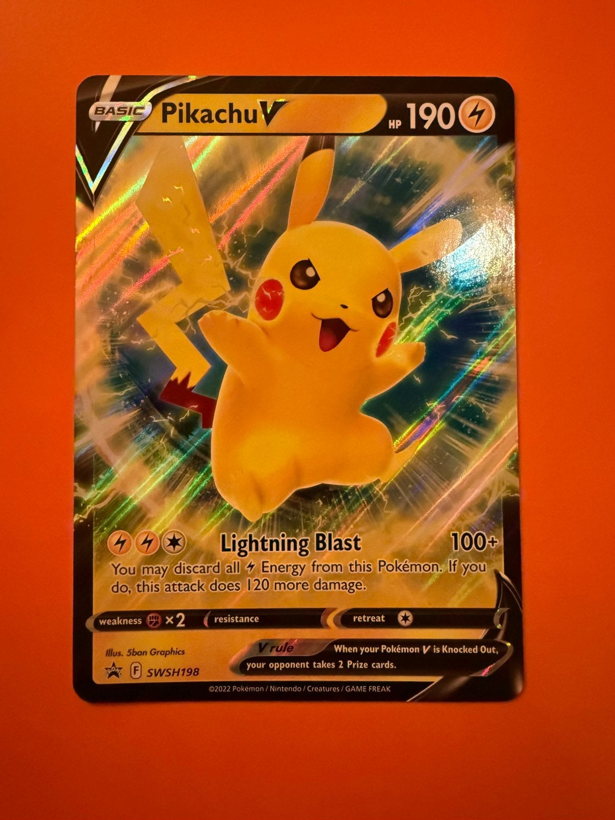 Pikachu V SWSH198 Jumbo Kaart, Ophalen of Verzenden, Nieuw, Losse kaart