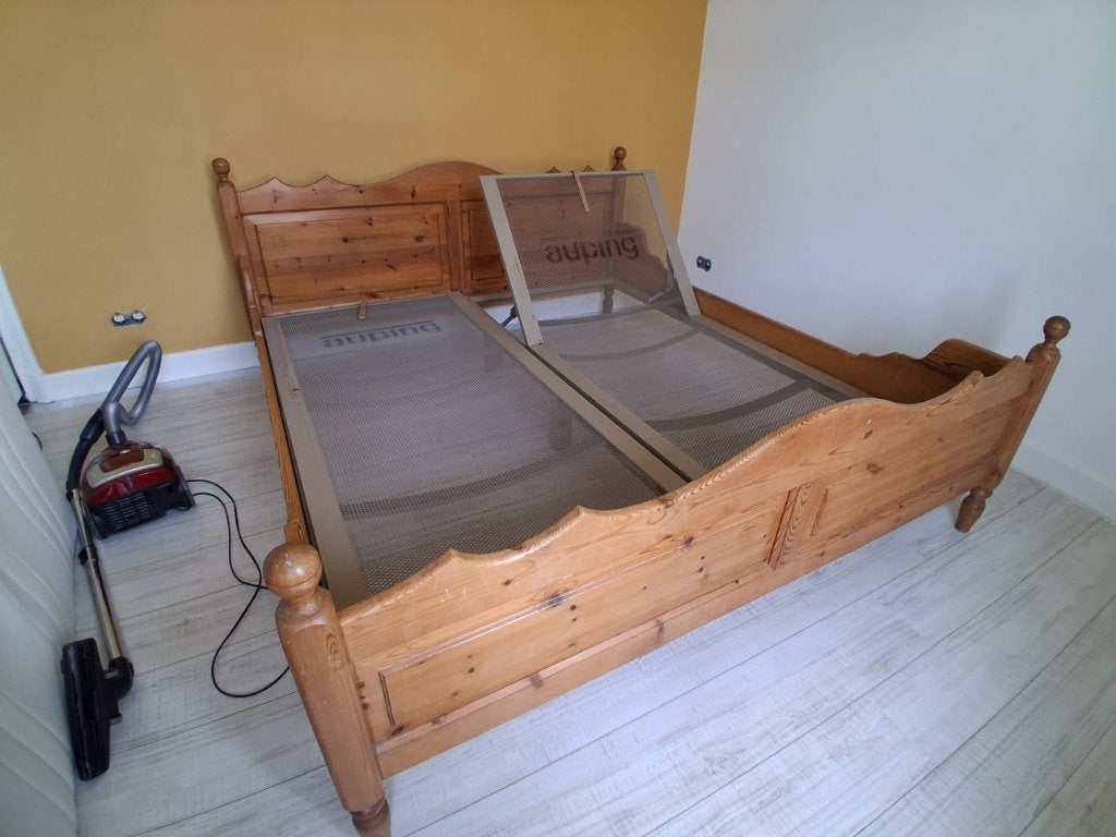 Gratis: Grenen bed tweepersoons, Ophalen, Bruin, 210 cm, Tweepersoons