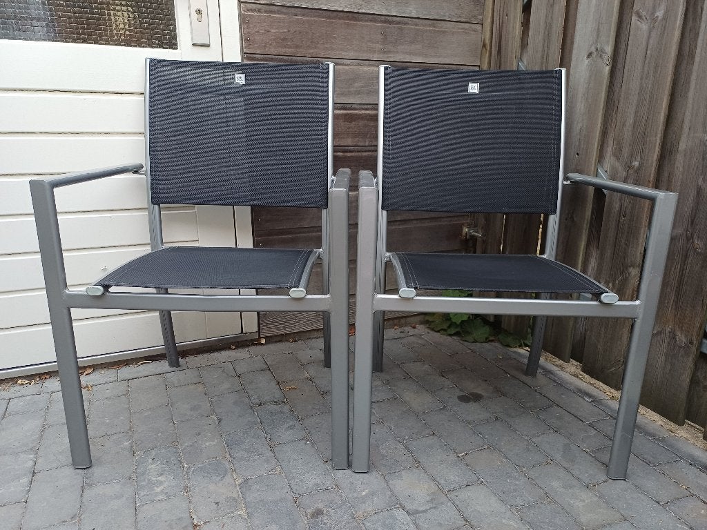 Tuinstoelen aluminium, lichtgewicht en stapelbaar, 2 stuks, Ophalen, Gebruikt, Aluminium, Stapelbaar