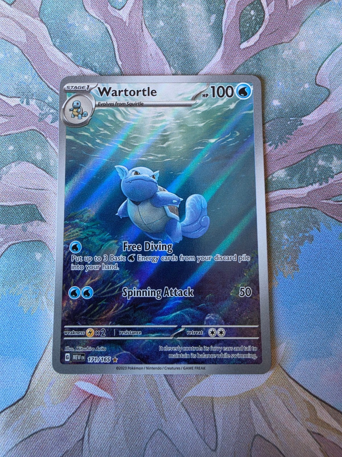 pokemon 151 wartortle illustration 171/165, Ophalen of Verzenden, Nieuw, Losse kaart, Foil