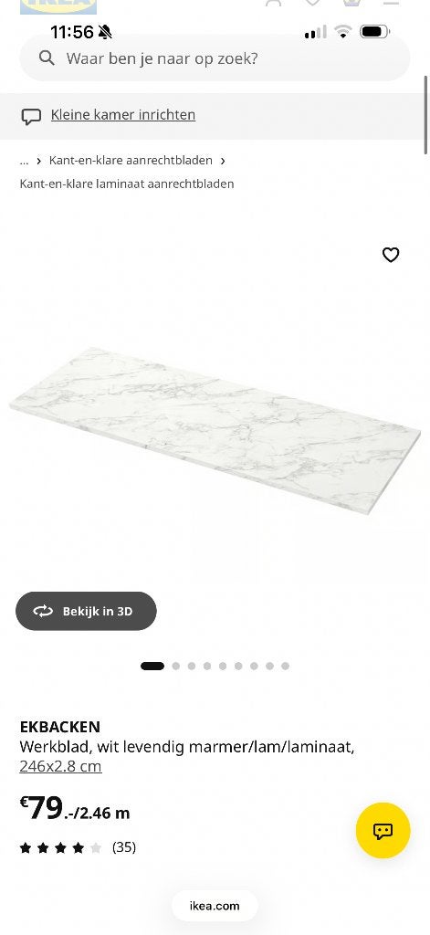 IKEA Eckbacken marmerlook blad keukenblad/ bureau/werkblad, Ophalen, Zo goed als nieuw