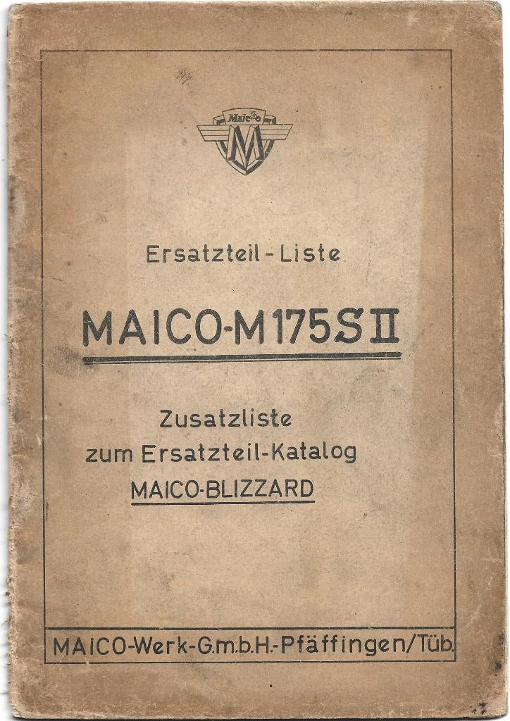 Maico 175 S II Zusatzliste onderdelenlijst (7203mz) motor, Ophalen of Verzenden, Overige merken