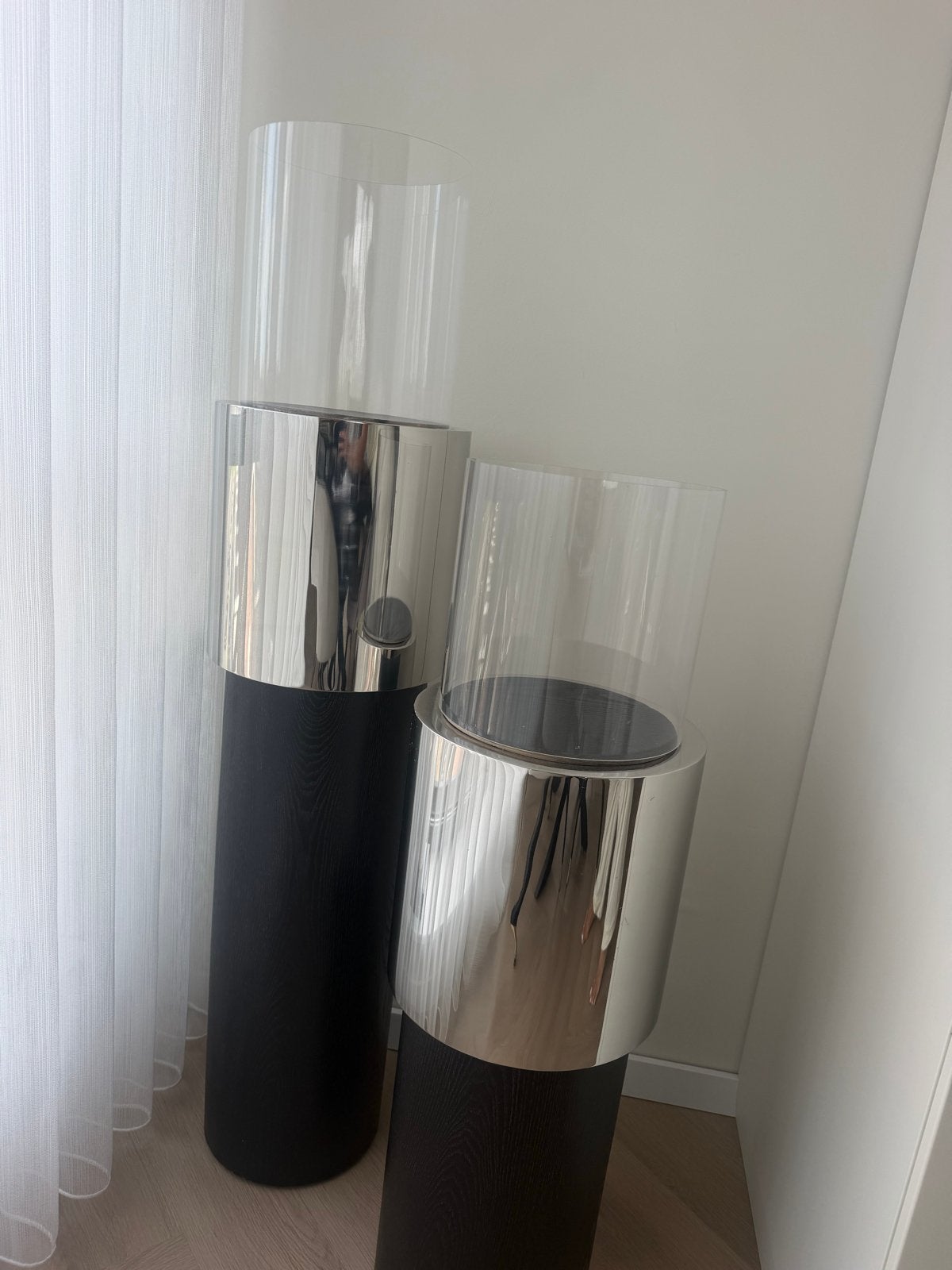 2 Luxe set windlichten – Double Mann Design, Ophalen, Windlicht, Zwart, Zo goed als nieuw
