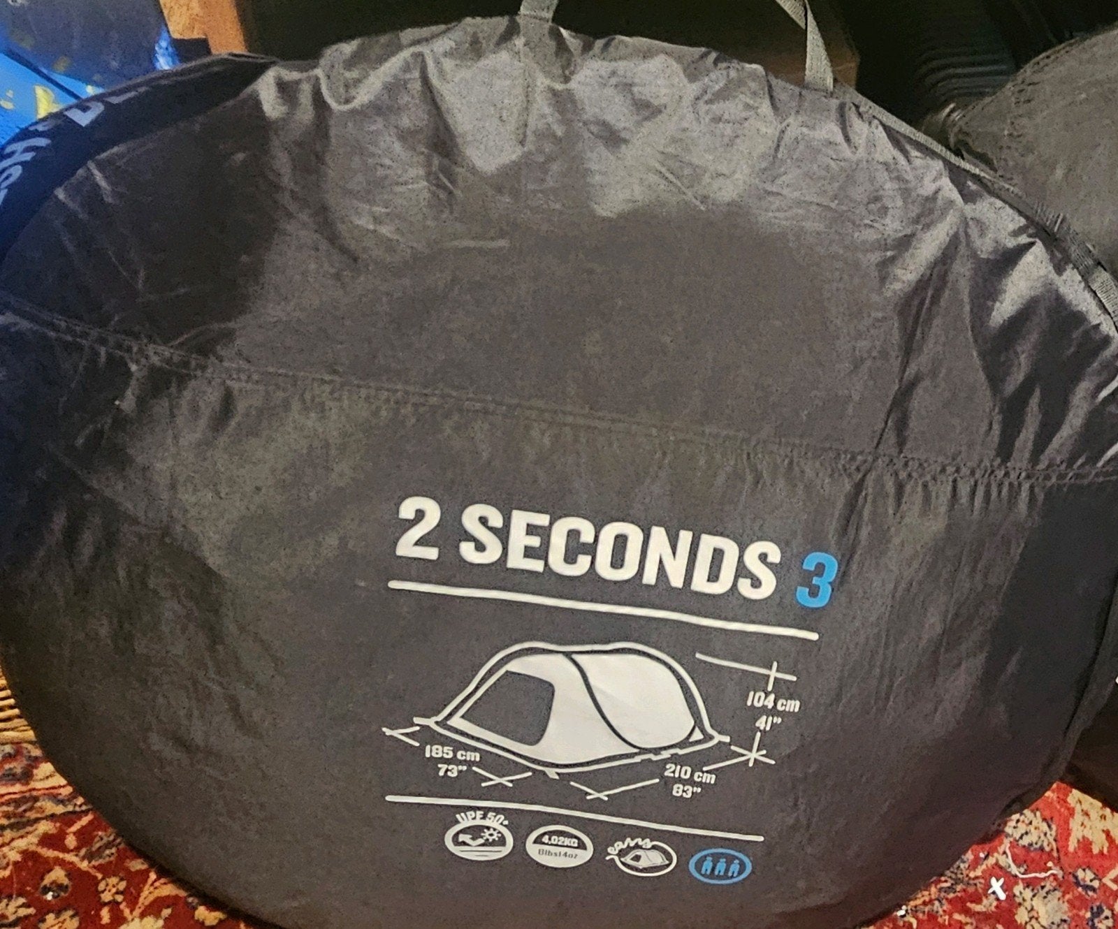 Quechua 2 Seconds 3 Fresh&Black pop-up tent, Ophalen, Gebruikt, Tot en met 3