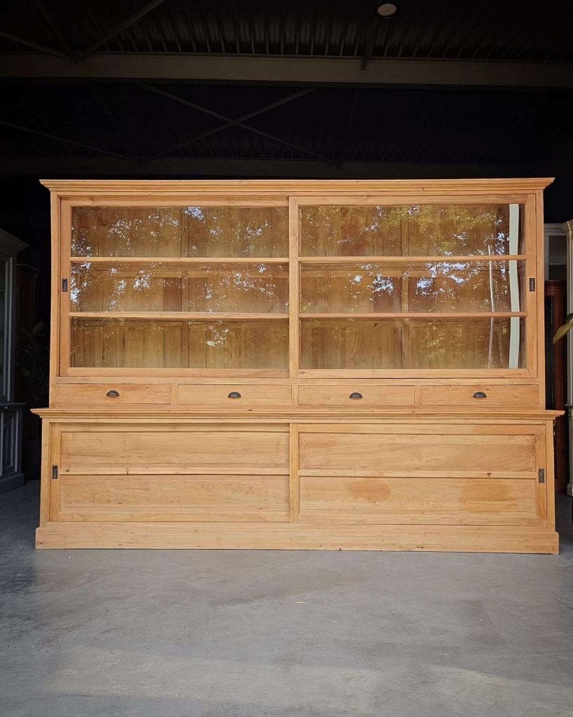 310cm brede winkelkast | Teakhouten buffetkast #0612, Gebruikt, -, 200 cm of meer, 75 cm of meer