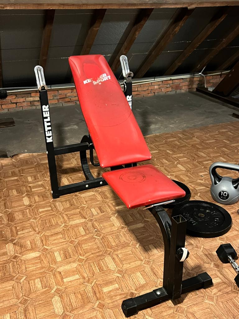 Kettler Sport Fitnessbank met Gewichten en Halters, Ophalen, Gebruikt, Armen, Fitnessbank