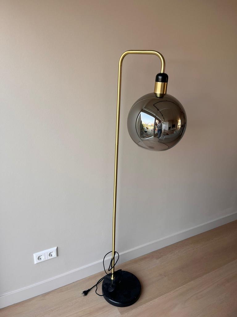 Vloerlamp Lucide goud / zwart met marmeren voet, Ophalen, Zo goed als nieuw, 150 tot 200 cm