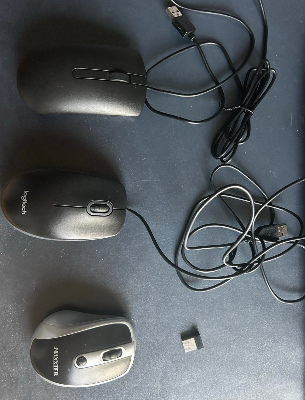 Drie computermuizen: Dell, Logitech en Maxxtter, Muis, Gebruikt, Toetsenbord en muis-set, Ophalen of Verzenden