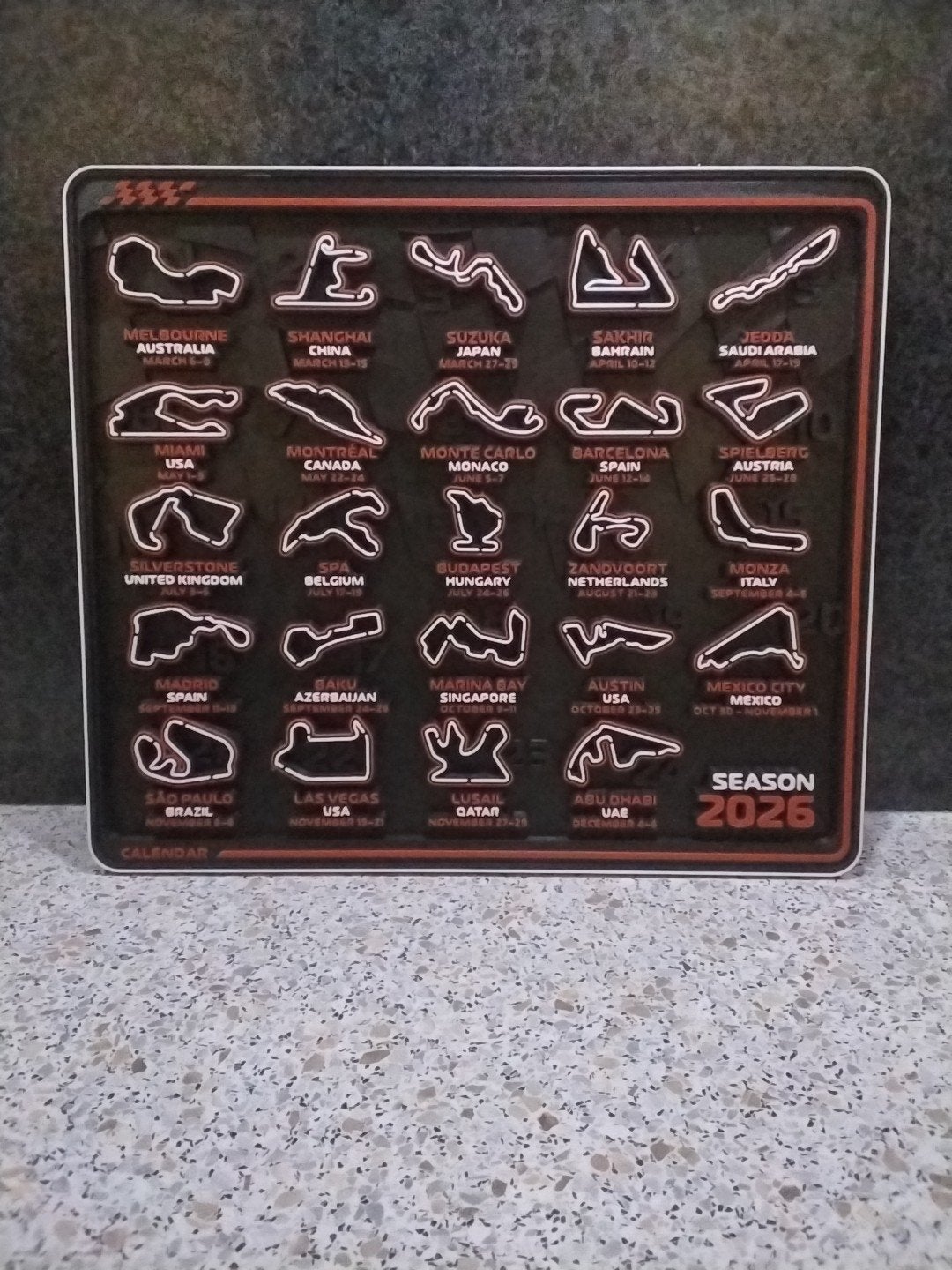 3D geprinte F1 kalender 2026 - Alle circuits, Ophalen of Verzenden, Minder dan 500 stukjes, Nieuw, Rubik's of 3D-puzzel