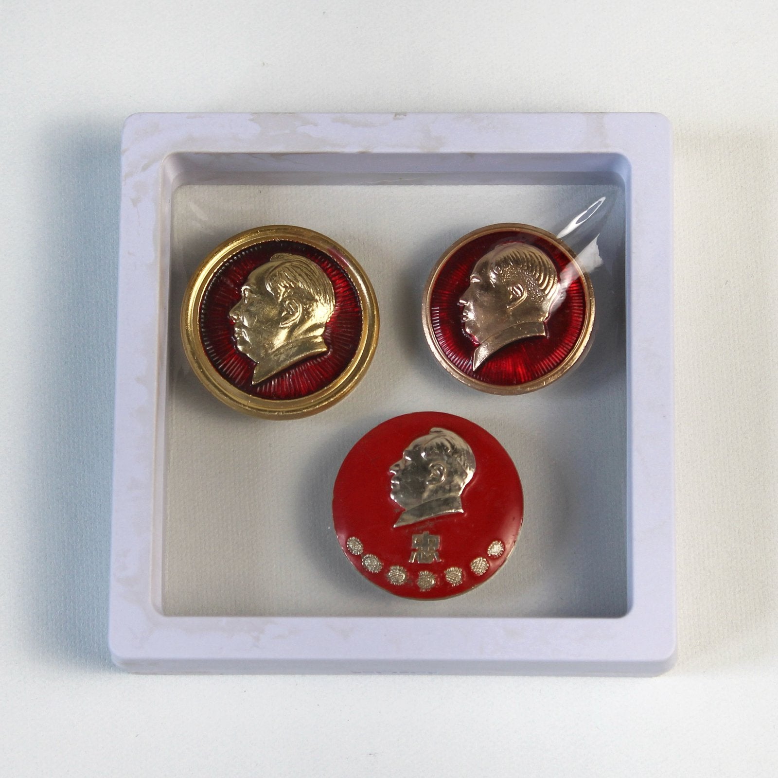 Set van 3 originele Mao speldjes jaren '60 (+Tibet stempel!), Verzamelen, Ophalen of Verzenden, Gebruikt