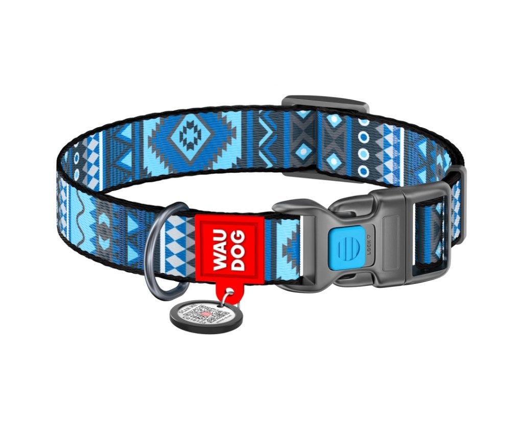 WAUDOG Ethno Blue nylon Halsband XS Nekomtr 23-35 cm KOOPJE!, Dieren en Toebehoren, Hondenhalsbanden en Penningen, Nieuw, Ophalen of Verzenden