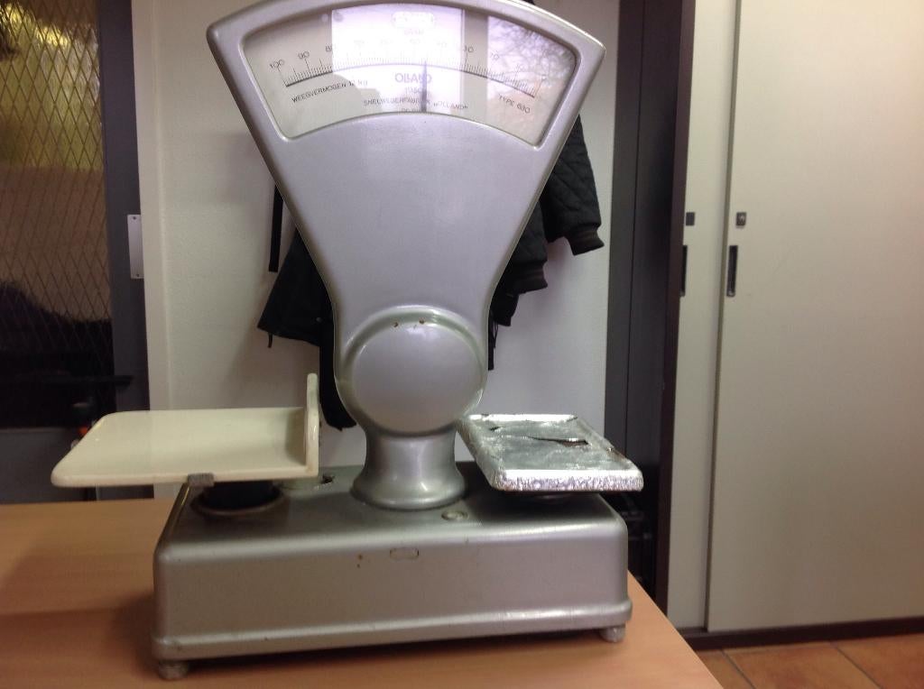 Olland weegschaal antieke wegschaal winkelweegschaal, Ophalen, Gebruikt, 1 tot 500 gram, 100 kg of meer