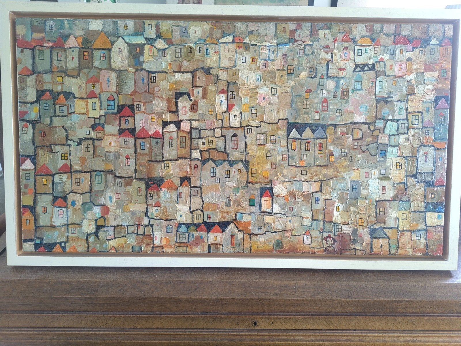 Stadsgezicht schilderij, gekocht in Praag, Antiek en Kunst, Ophalen of Verzenden, Olieverf, Overige materialen, Stadsgezicht
