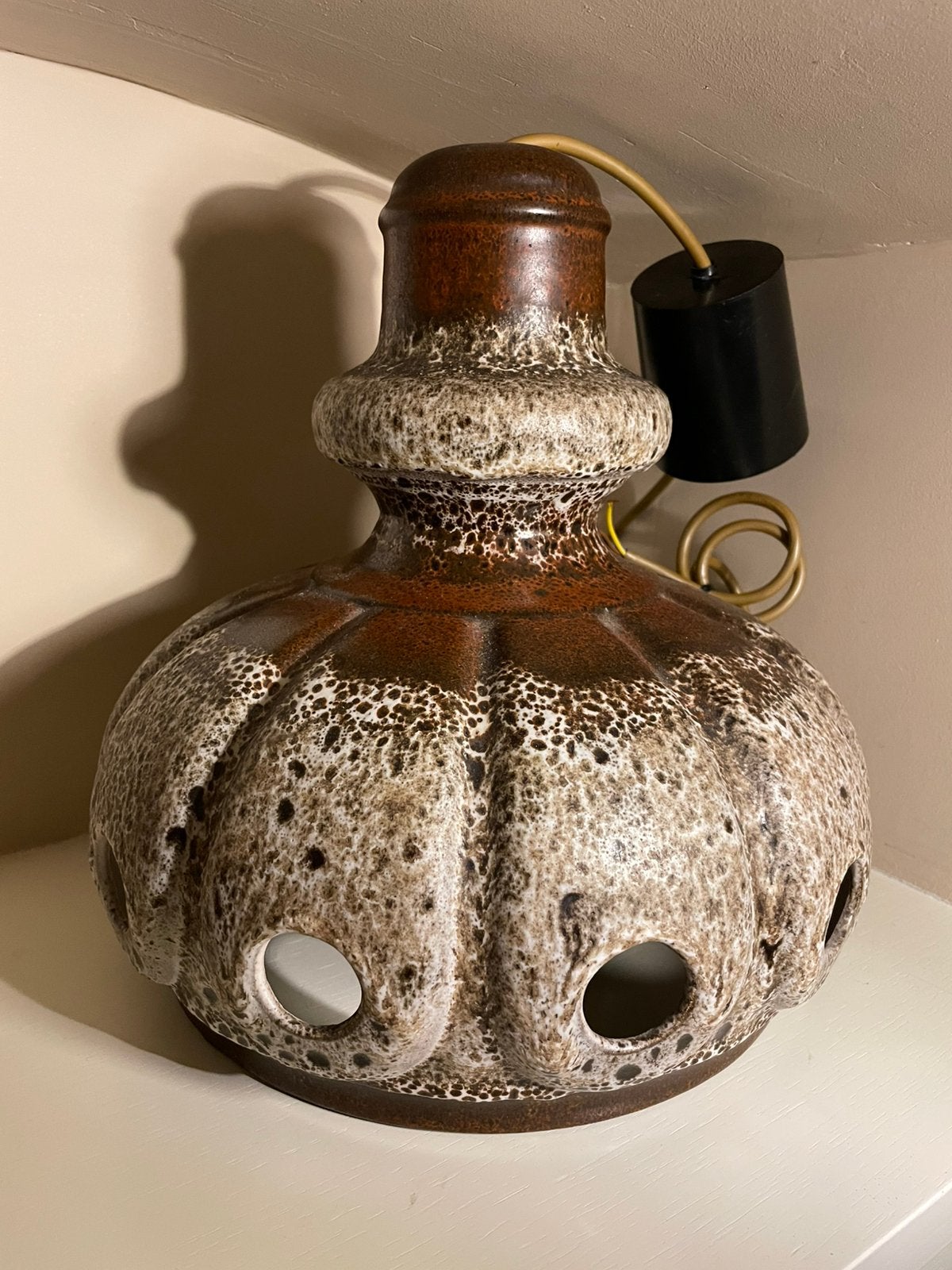 Vintage fatlava keramische hanglamp - jaren70, Ophalen of Verzenden, Zo goed als nieuw
