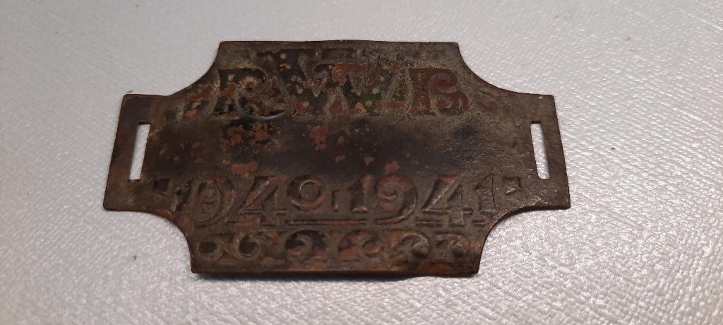 Rijwielbelastingplaatje seizoen 1940-1941, Antiek en Kunst, Antiek | Koper en Brons, Ophalen of Verzenden, Koper