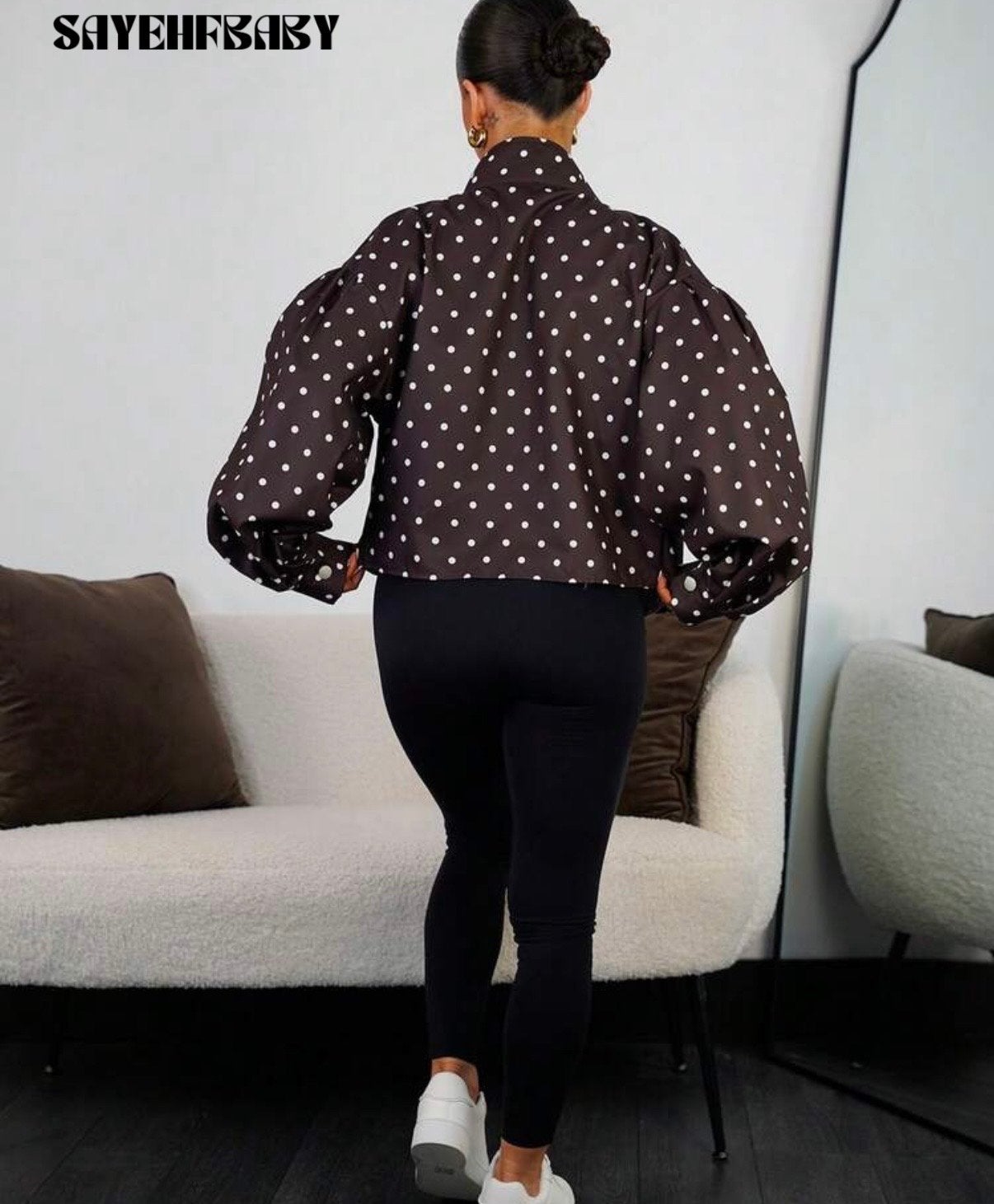 Polka Dot Zomerjas Bruin - Trendy & Lichtgewicht, Ophalen of Verzenden, Nieuw, Maat 36 (S), Bruin