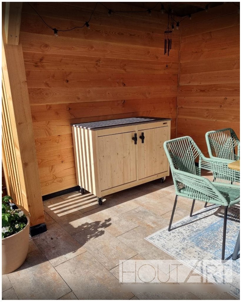 Buitenkeuken losse kast dubbel steigerhout, Houtskool, Vrijstaand, Info@hout-art.nl, Nieuw