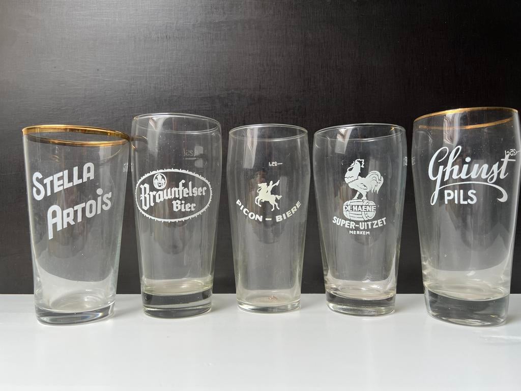 Verzameling van unieke bierglazen, Verzamelen, Biermerken, Gebruikt, Glas of Glazen, Overige merken, Ophalen