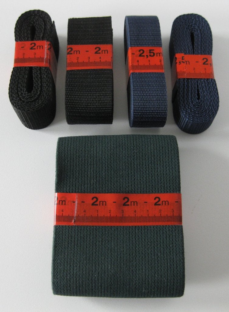 Rollen 4 stuks 2 - 2,5 meter nylon keperband en elastiek, Ophalen of Verzenden, Nieuw, Lint, Band of Elastiek