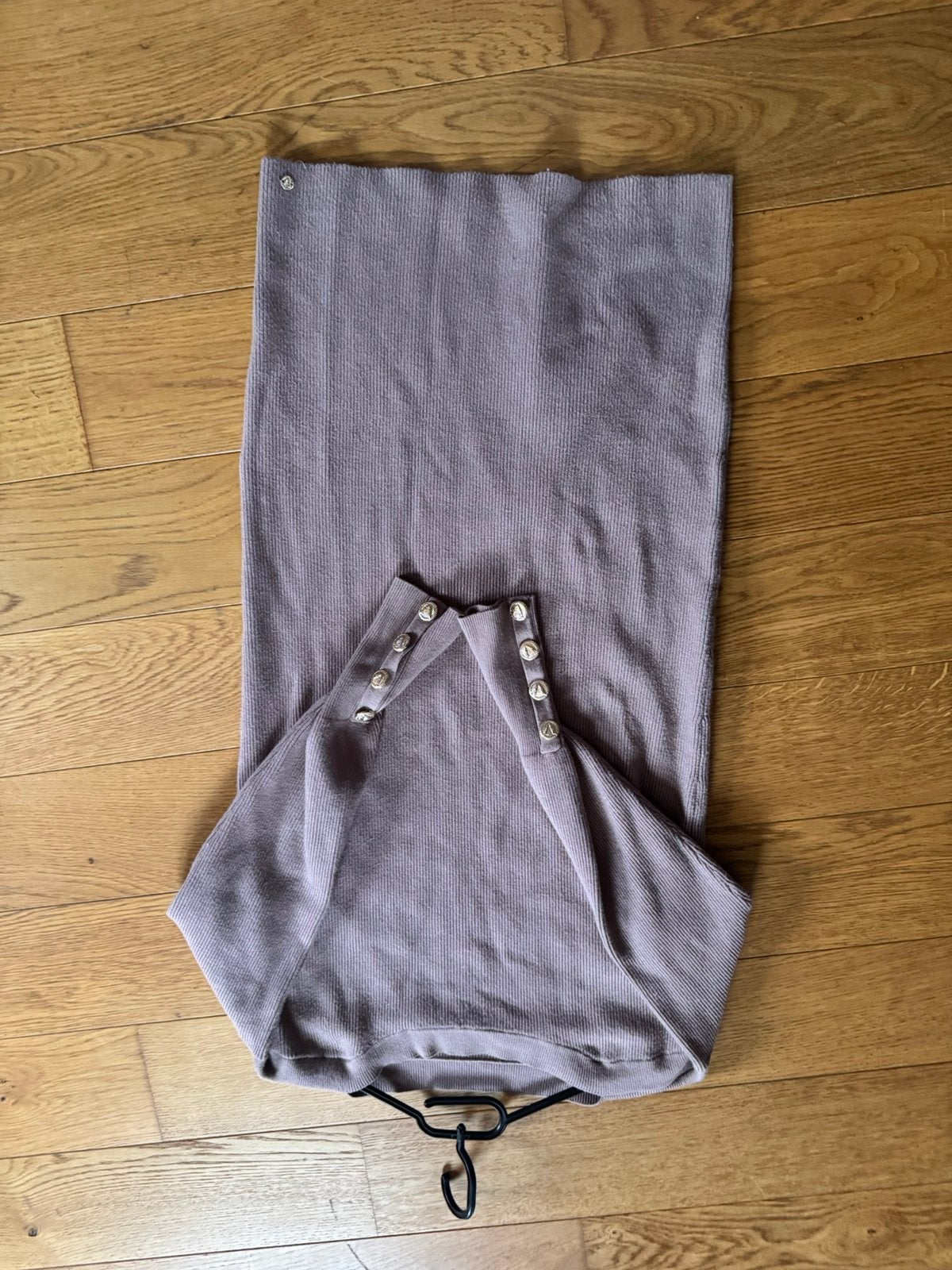 Josh V jurk gebreid lever kleur gouden knopen boothals S, Bruin, Verzenden, Zo goed als nieuw, Knielengte