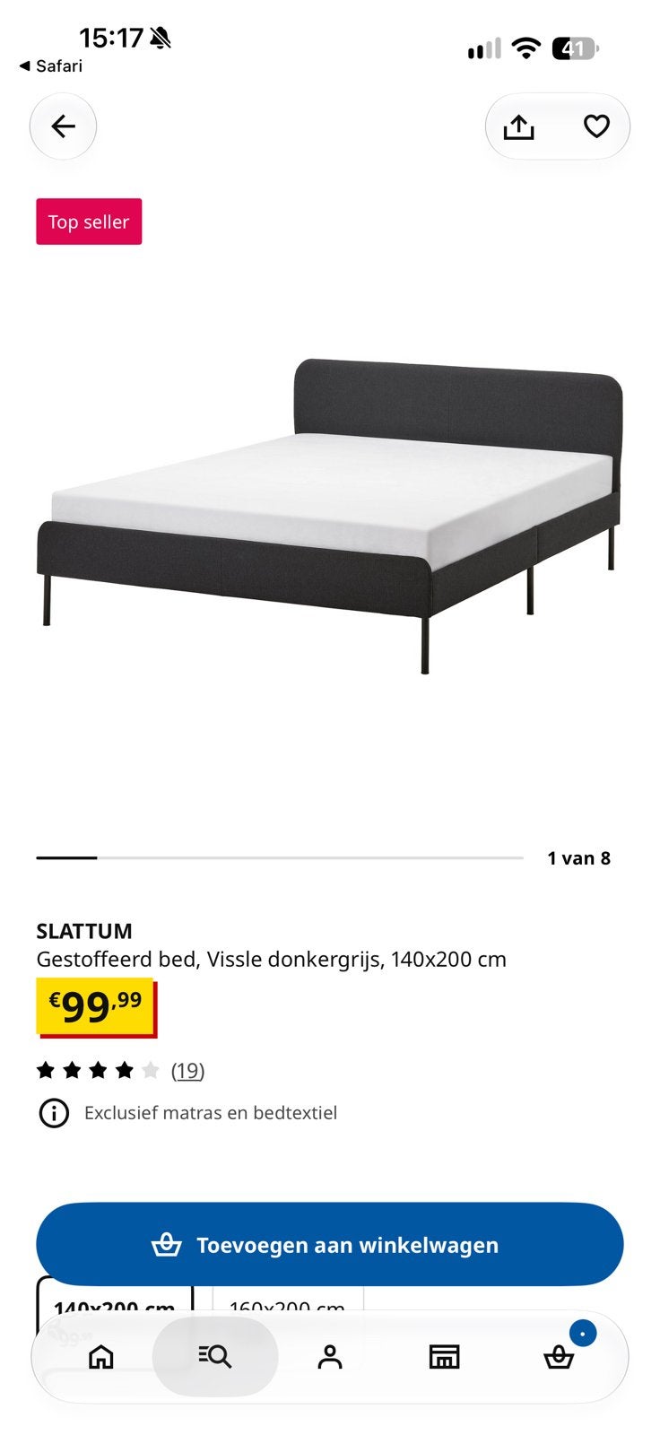 2 IKEA SLATTUM tweepersoonsbed 140x200 cm ZONDER MATRAS, Ophalen, Tweepersoons, 140 cm, Zo goed als nieuw