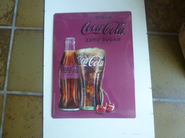 Reclamebord Cherry Coca Cola - Metaal, Ophalen of Verzenden, Zo goed als nieuw, Reclamebord
