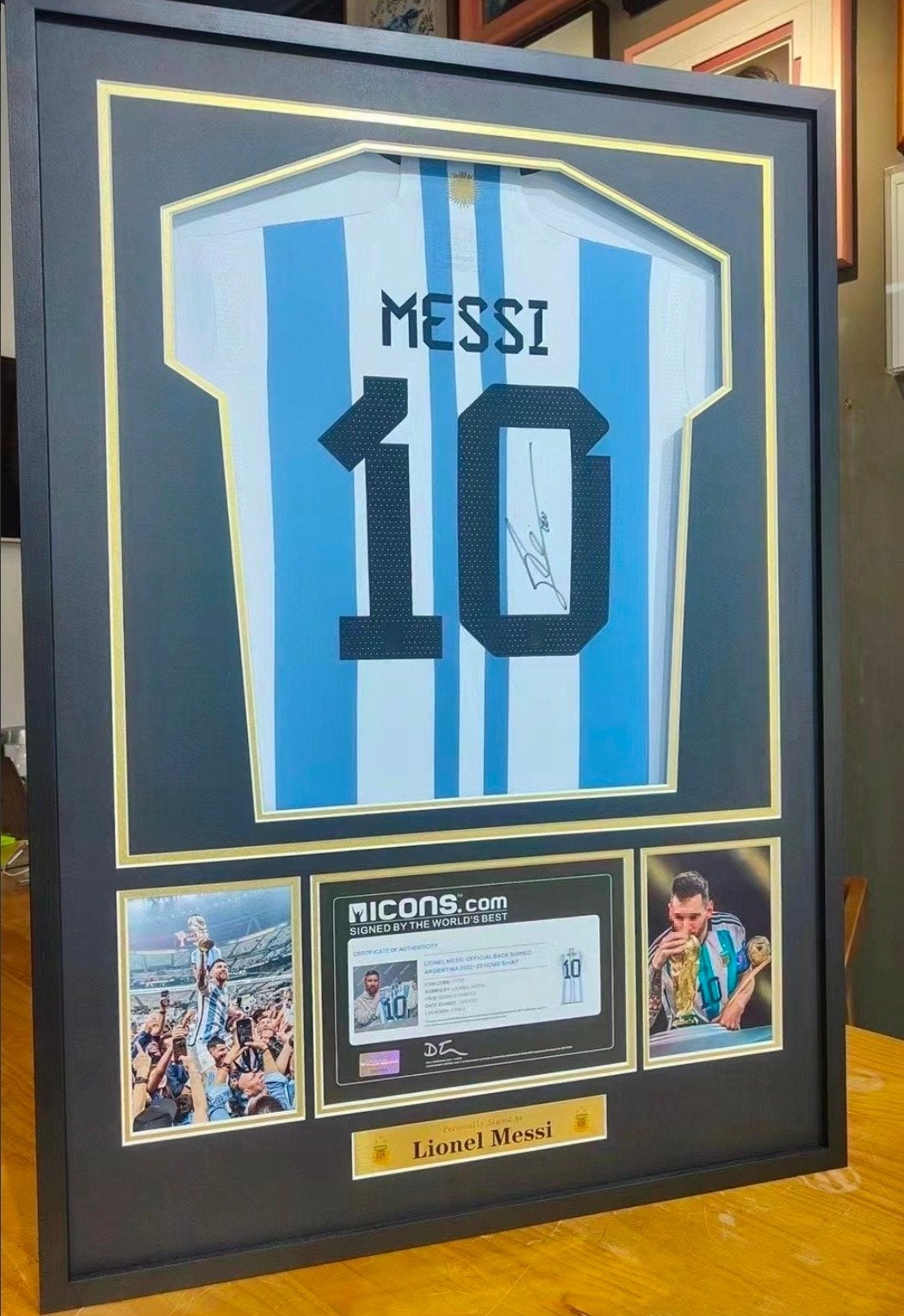 Ingelijst gesigneerd Messi shirt Argentinië WK 2022, Ophalen of Verzenden