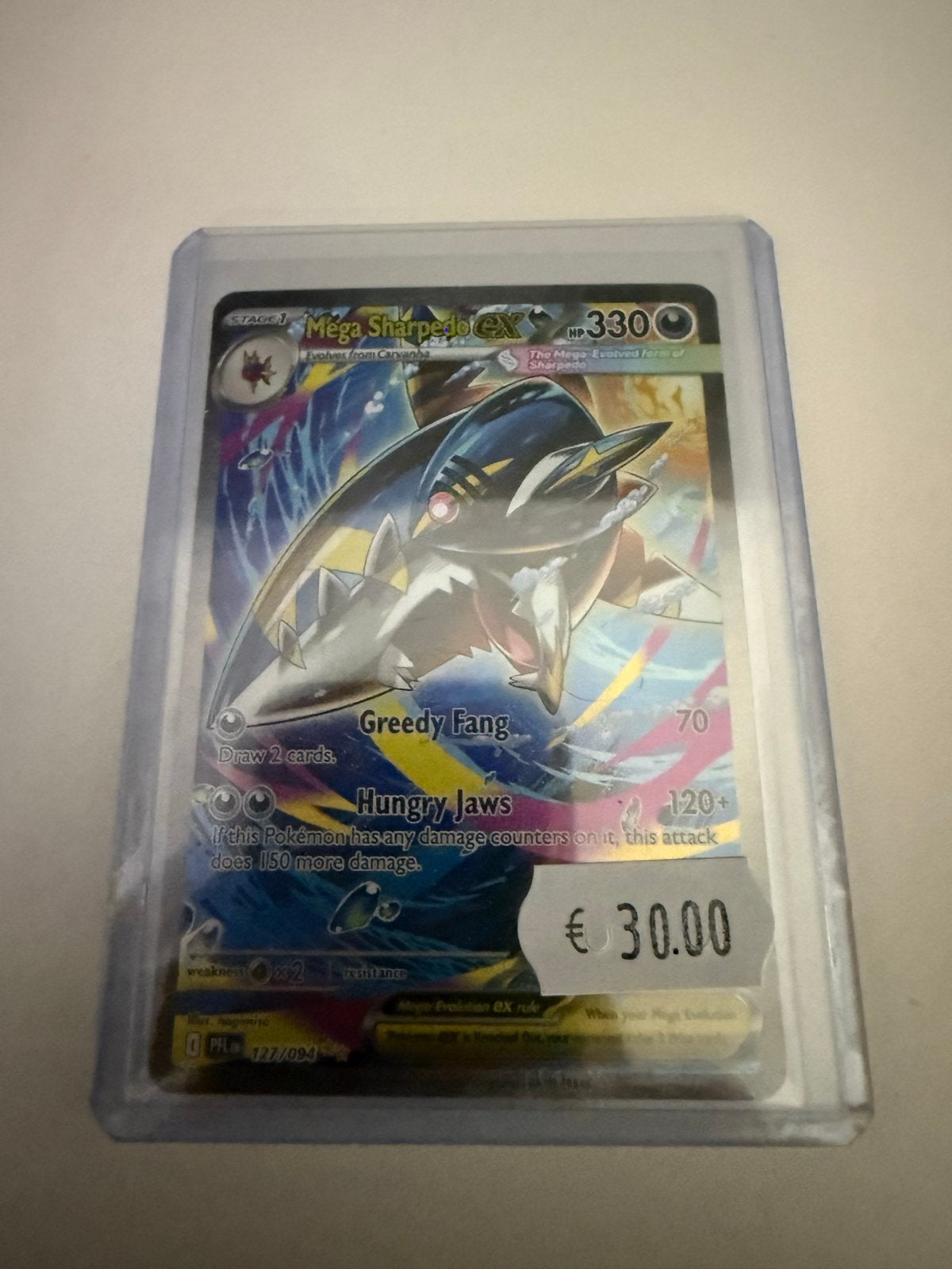 Pokémon Kaart: Mega Sharpedo EX (HP 330), Ophalen of Verzenden, Zo goed als nieuw, Losse kaart