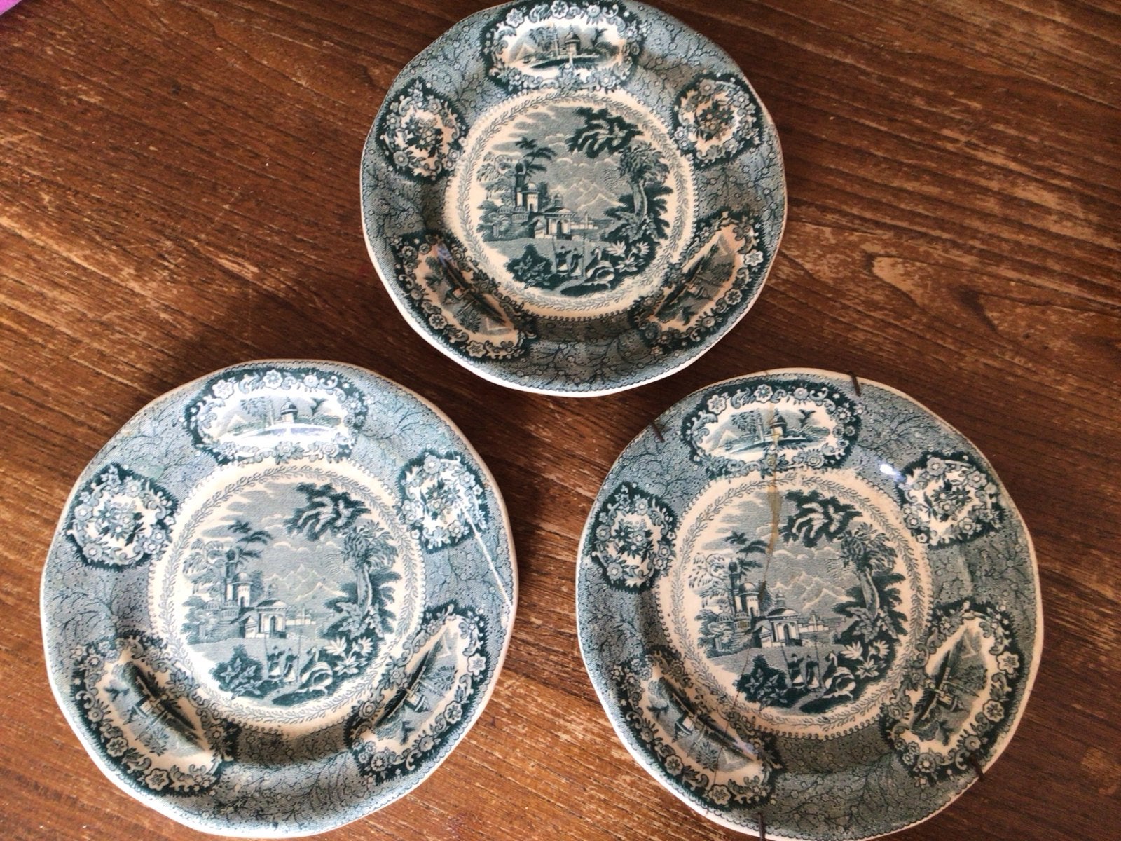 Set van 3 antieke P. Regout Maastricht 'Oriental' borden, Antiek en Kunst, Ophalen of Verzenden