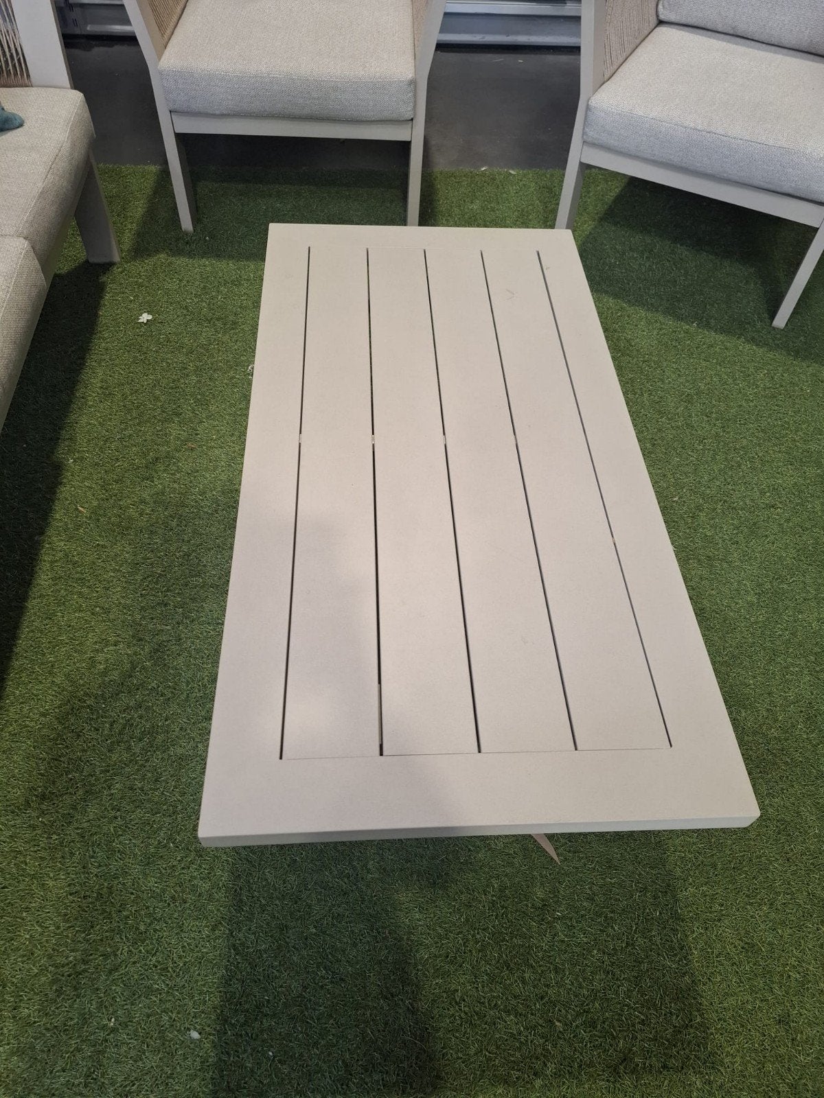 Stijlvolle rechthoekige salontafel voor buiten, Ophalen, Gebruikt, Rechthoekig, Aluminium