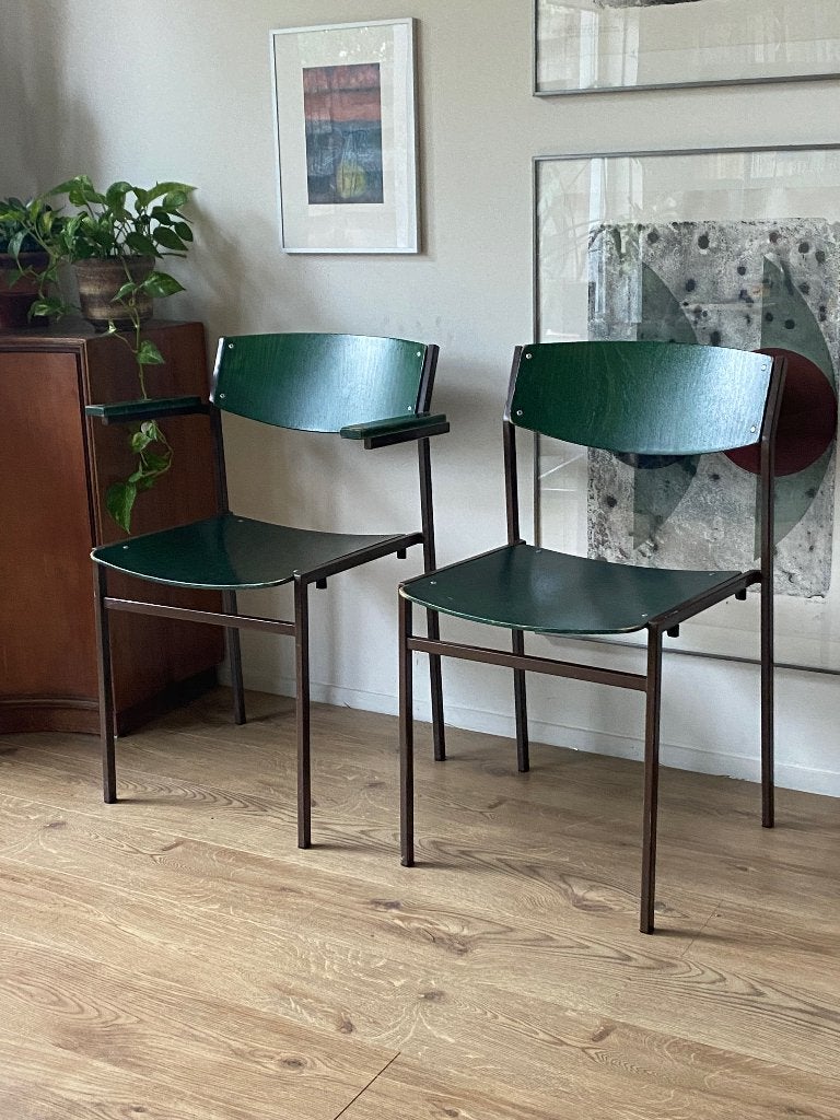Set vintage Gijs van der Sluis kantine stoelen, Huis en Inrichting, Ophalen, Gebruikt, Twee, Overige kleuren