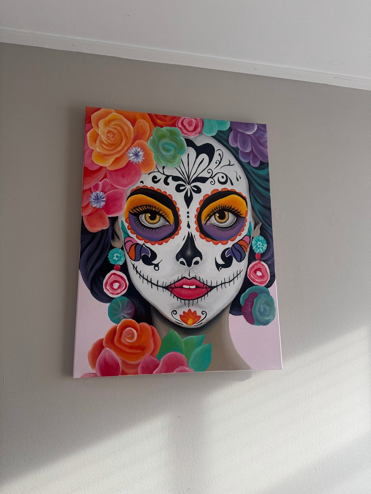Schilderij: Sugar Skull Vrouw (60x80 cm), Ophalen, Nieuw
