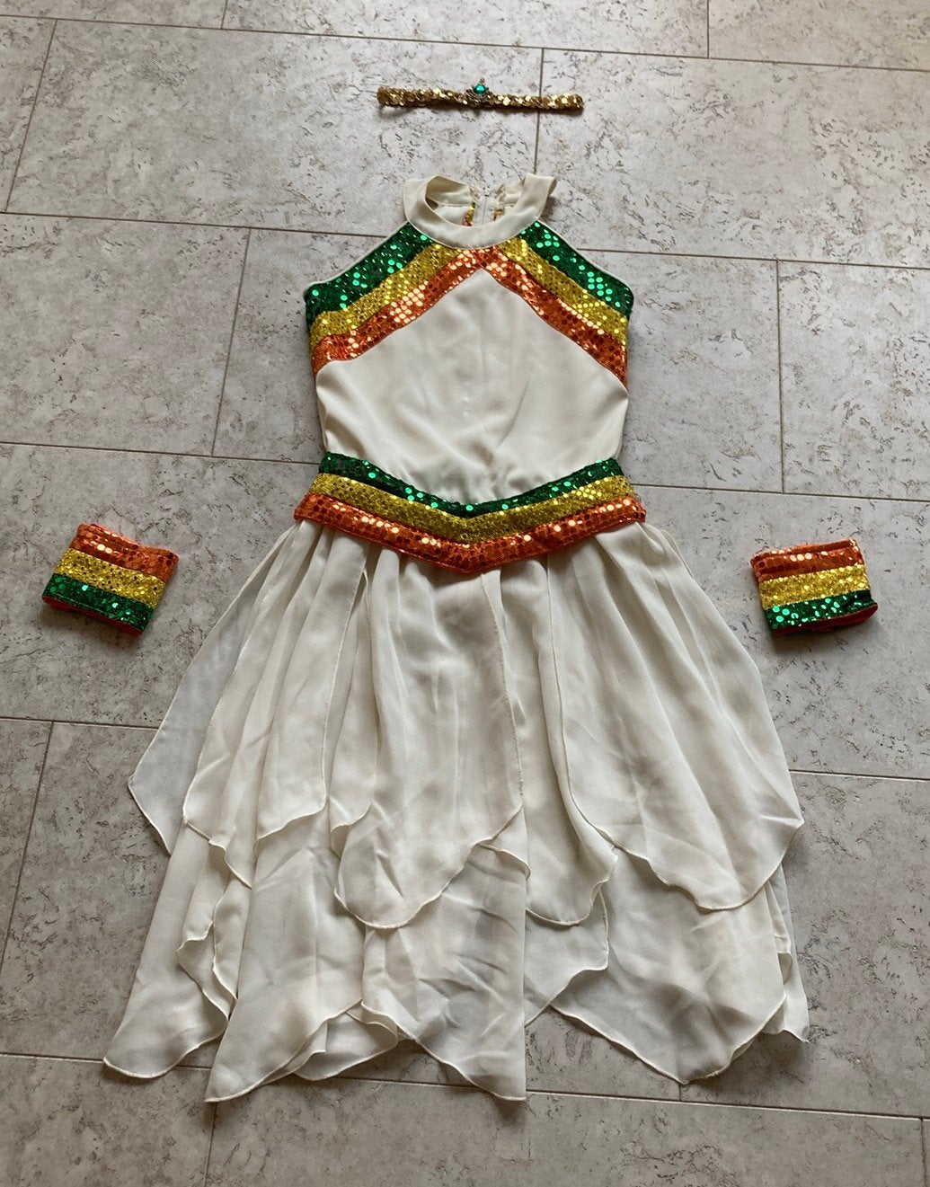 Thema jurk & accessoires, xs, stijl Egyptisch bohemian disco, Ophalen of Verzenden, Zo goed als nieuw, Maat 34 (XS) of kleiner