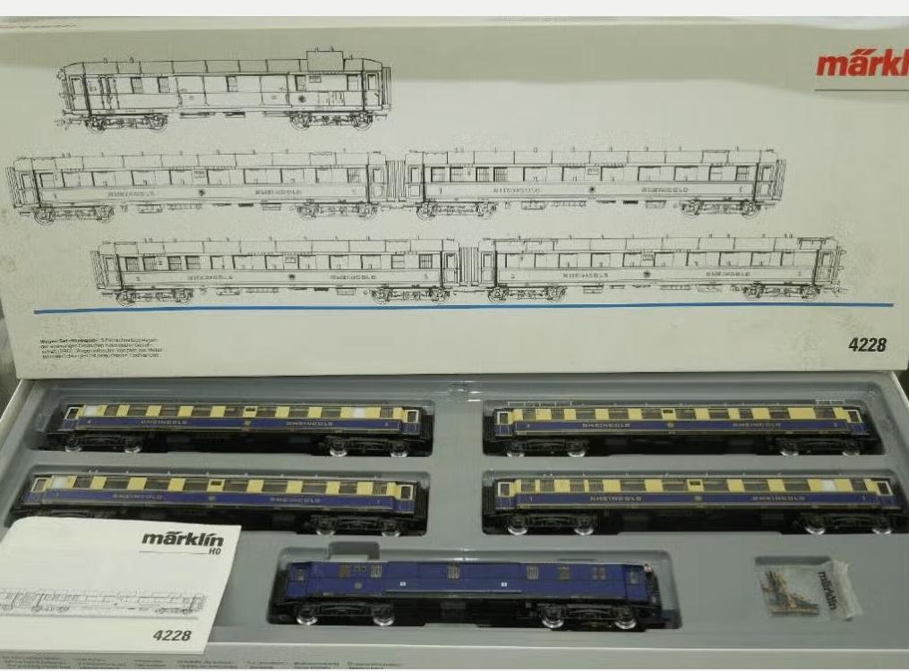 Marklin HO 4228 - 5-dlg rijtuigen set Rheingold DR in ovp, Wisselstroom, Treinset, Nieuw, Ophalen of Verzenden