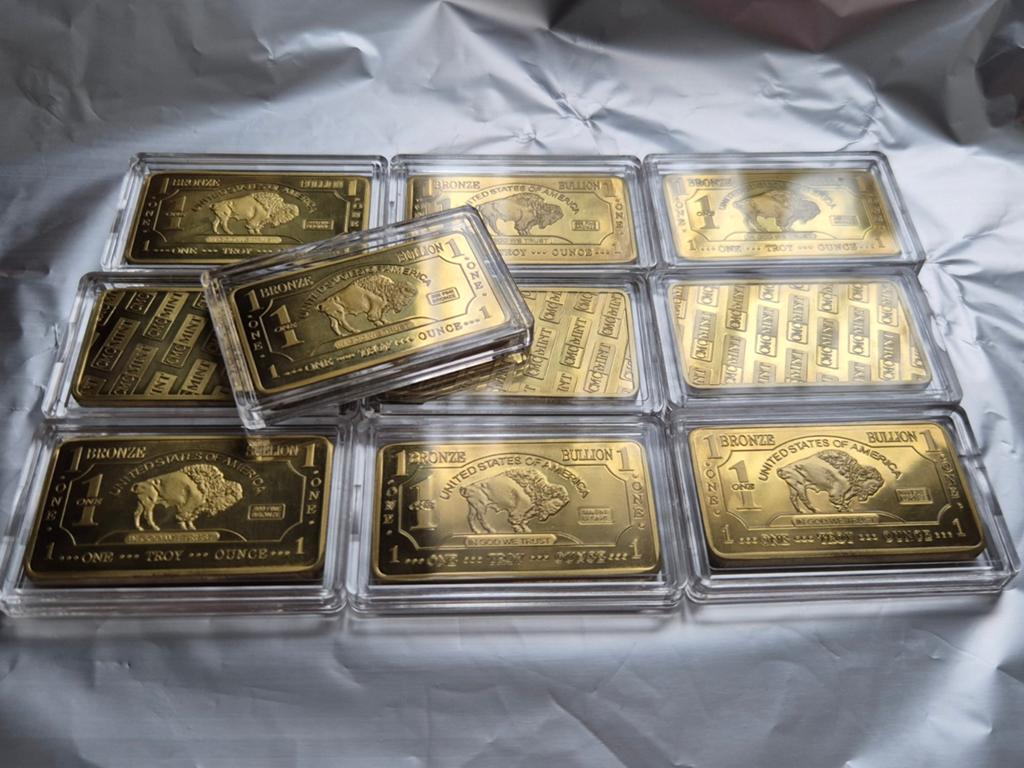 1 oz American Buffalo Bronze Bar. Goud kleurige baar: Brons!, Ophalen of Verzenden, Koper