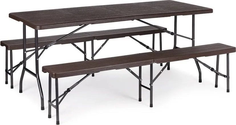 Campingtafel met bankjes - 6/8 personen, Ophalen, Gebruikt