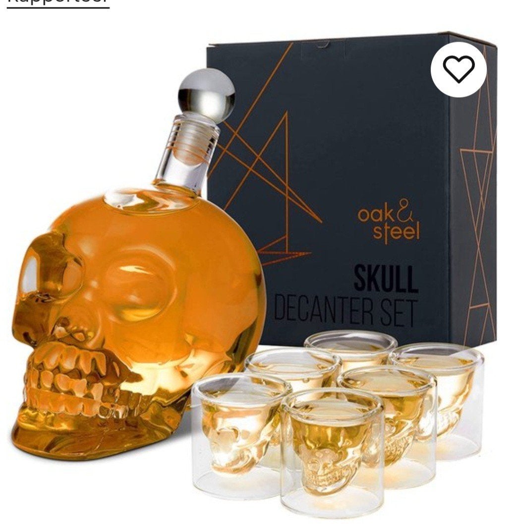 Skull karaf en 6 skull glazen voor whisky en cocktails, Ophalen, Zo goed als nieuw, Overige typen
