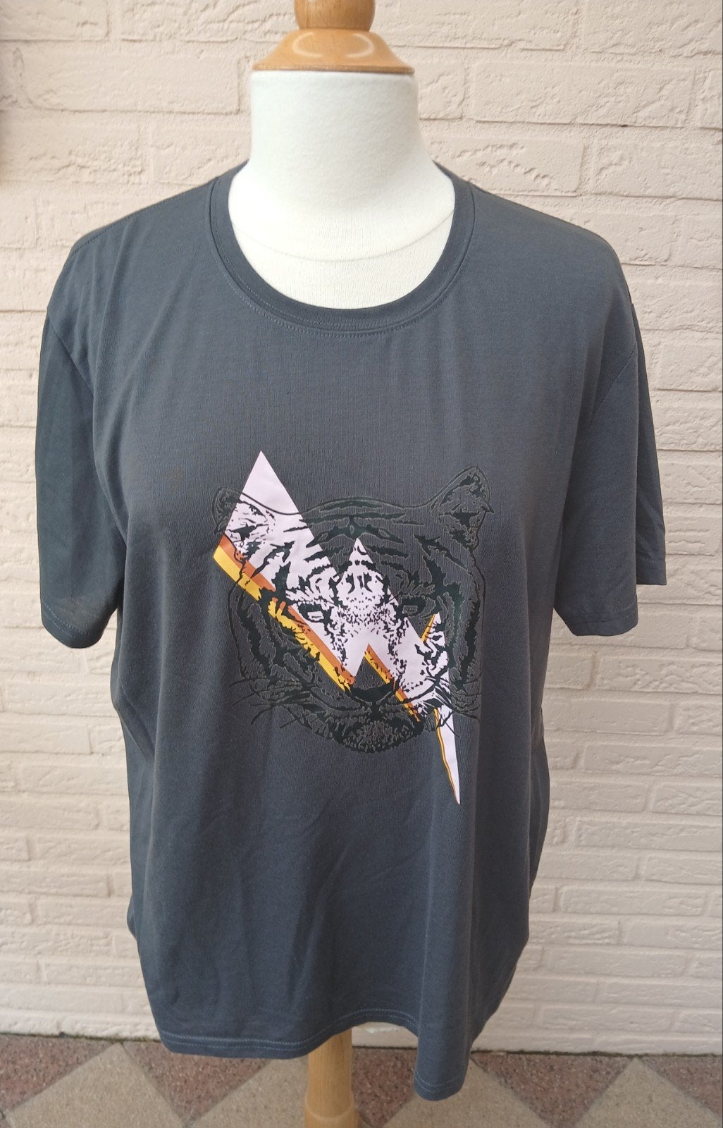 Dames t-shirt korte mouwen - donker grijs tijger opdruk- xxl, Maat 46/48 (XL) of groter, Ophalen of Verzenden, Zo goed als nieuw