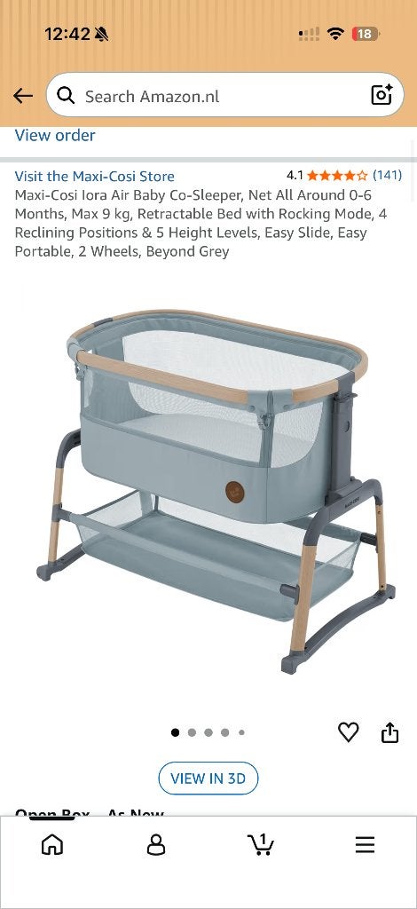 Maxi cosi Co-sleeper + fisher price music mobile, Ophalen, Zo goed als nieuw, Wieg