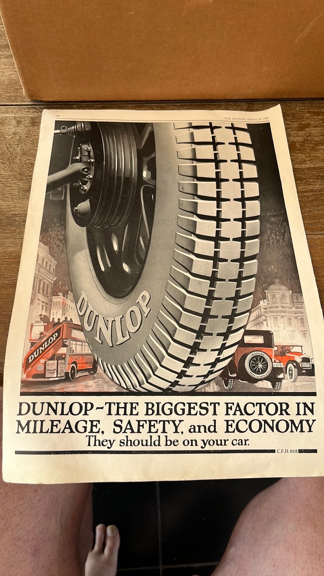 Mooie oude Dunlop Reclame uit The Graphic February 18 1928, Ophalen of Verzenden, Gebruikt, Overige typen