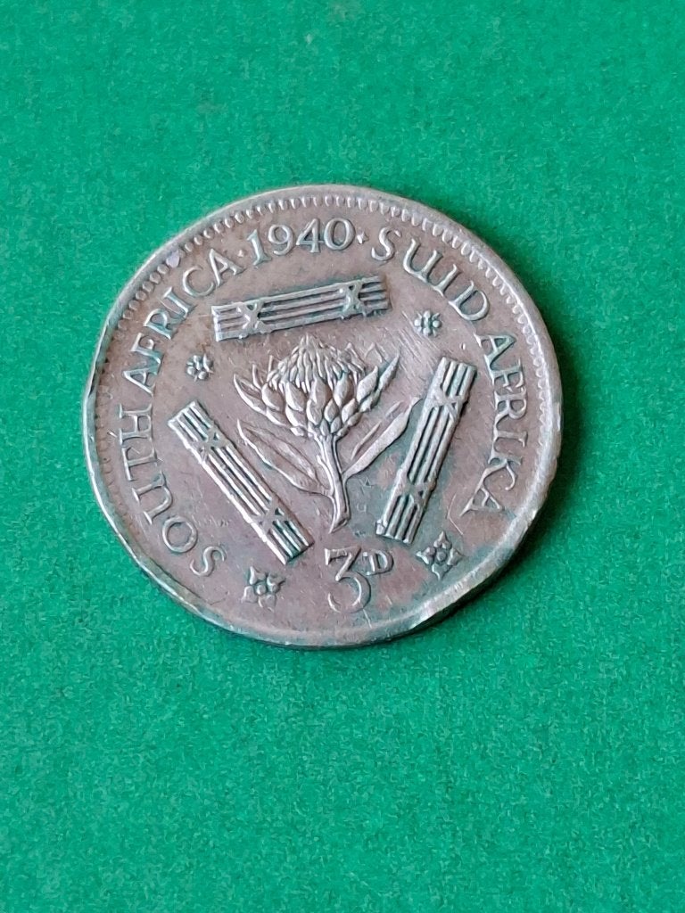 1940 Zuid Afrika 3 pence in zilver George VI, Verzenden, Zuid-Afrika, Losse munt, Zilver