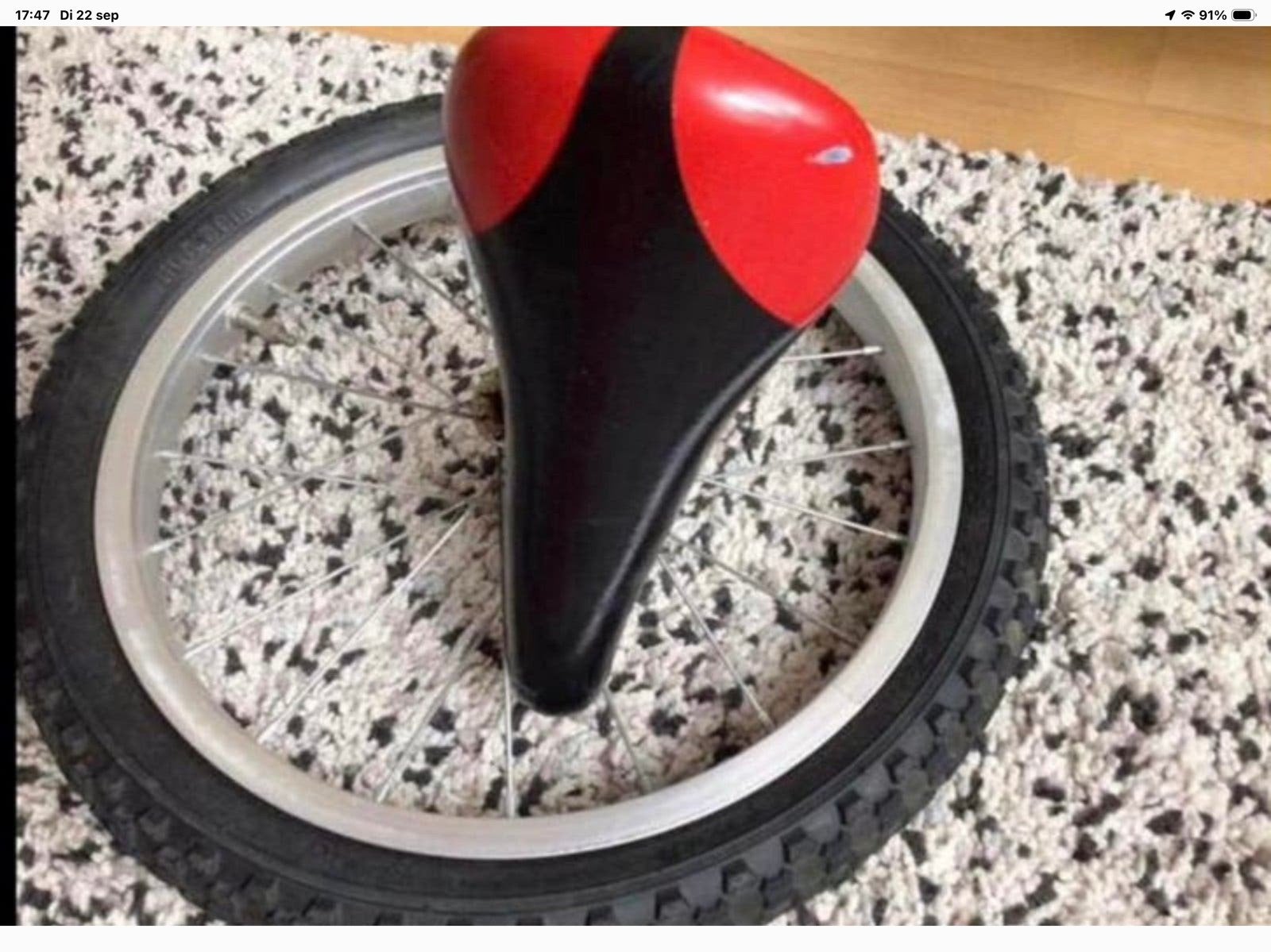 Kinder Fietswiel met band 7,50 🌸  Zadel kinderfiets 4,50, Ophalen of Verzenden, Zo goed als nieuw, Minder dan 16 inch