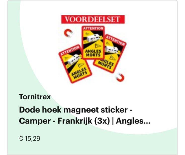 Dode hoek stickers Frankrijk, Ophalen of Verzenden