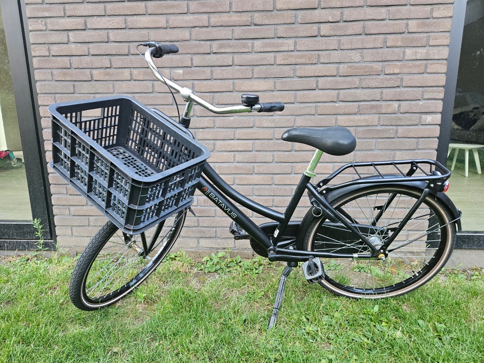 Batavus meisjes transportfiets 24 inch, mat zwart, Ophalen, Terugtraprem, 24 inch, Versnellingen