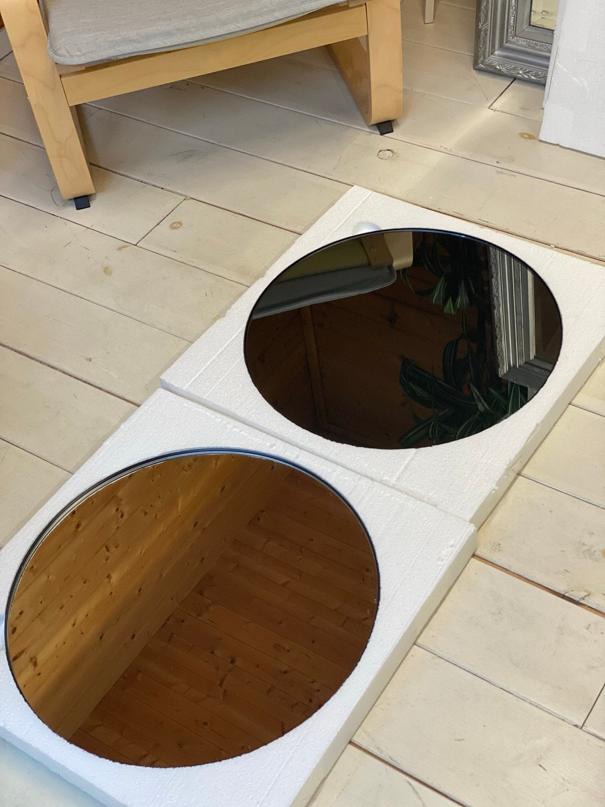 Nieuwe Coppelmans Spiegels - Smoke & Normaal Glas (50 cm), Ophalen, Rond, Nieuw, Minder dan 100 cm