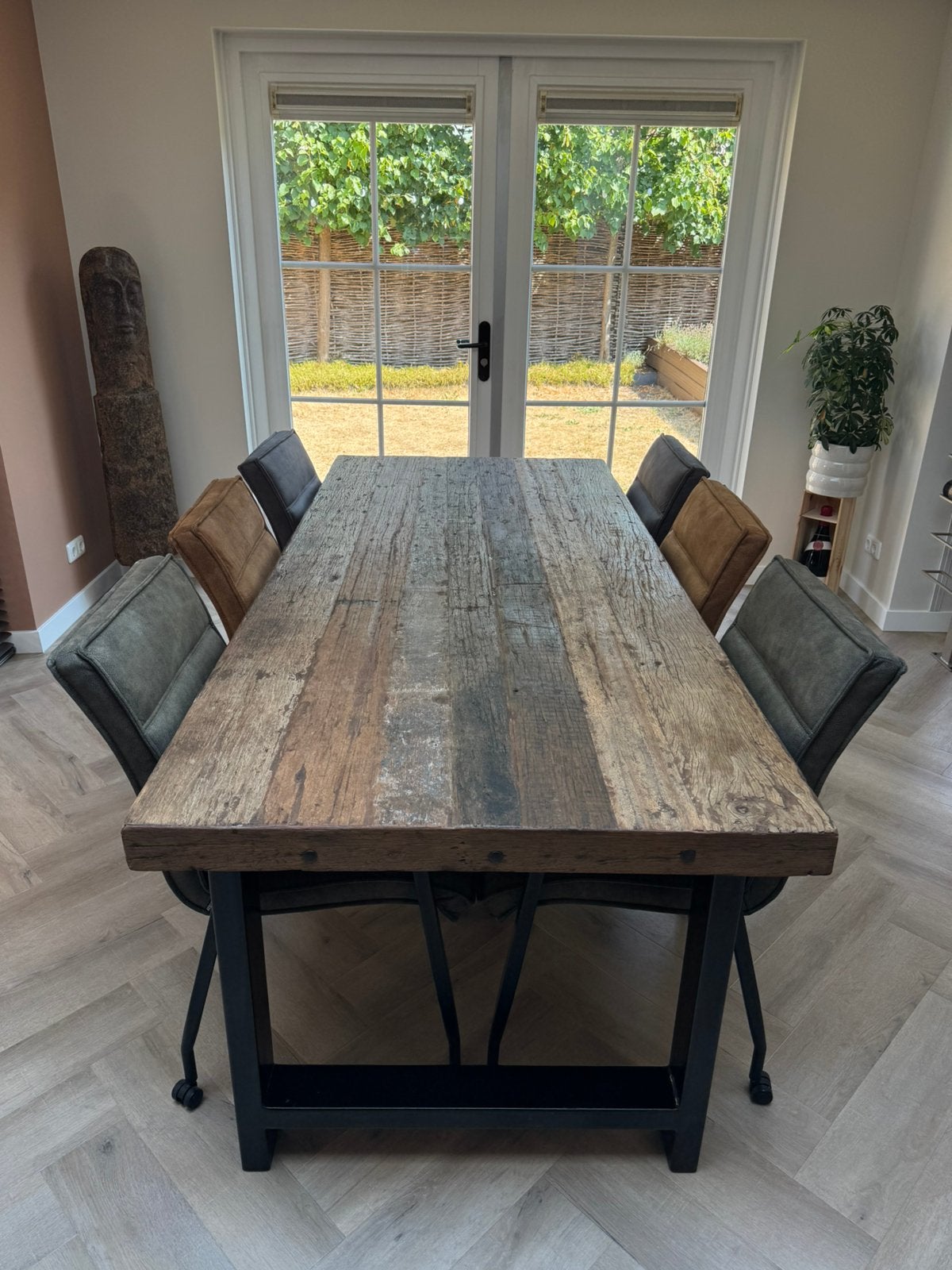 Hard houten eettafel en / of stoelen, Huis en Inrichting, Tafels | Eettafels, Gebruikt, Eikenhout, 200 cm of meer, Vijf personen of meer