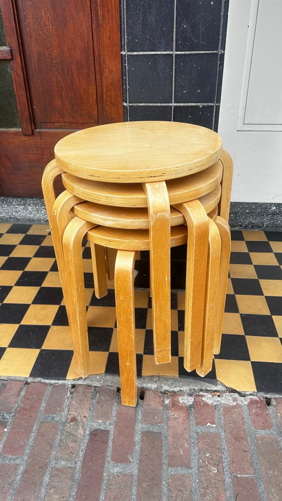 Set van 4 IKEA Frosta krukjes - Gebruikt, Ophalen of Verzenden, Gebruikt, Hout
