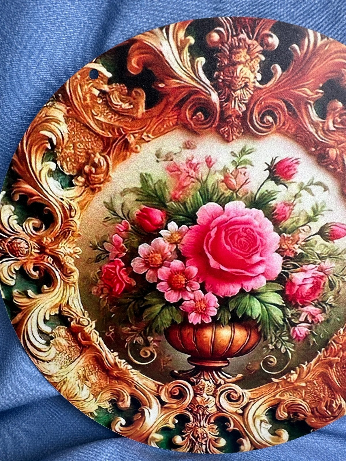 Rozen op vaas in gouden lijst - Decoratieve wandplaat, Huis en Inrichting, Woonaccessoires | Wanddecoraties, Nieuw, Ophalen of Verzenden