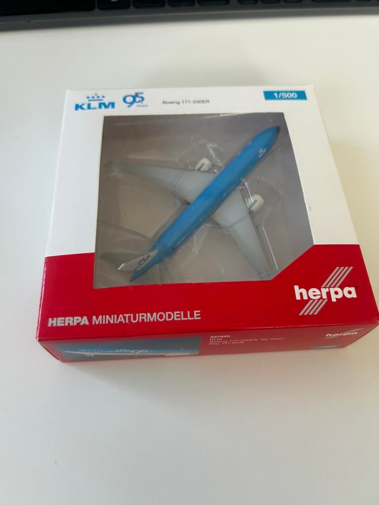 Herpa KLM Boeing 777-200ER 1:500 PH-BQB, Verzamelen, Ophalen of Verzenden, Zo goed als nieuw, Schaalmodel