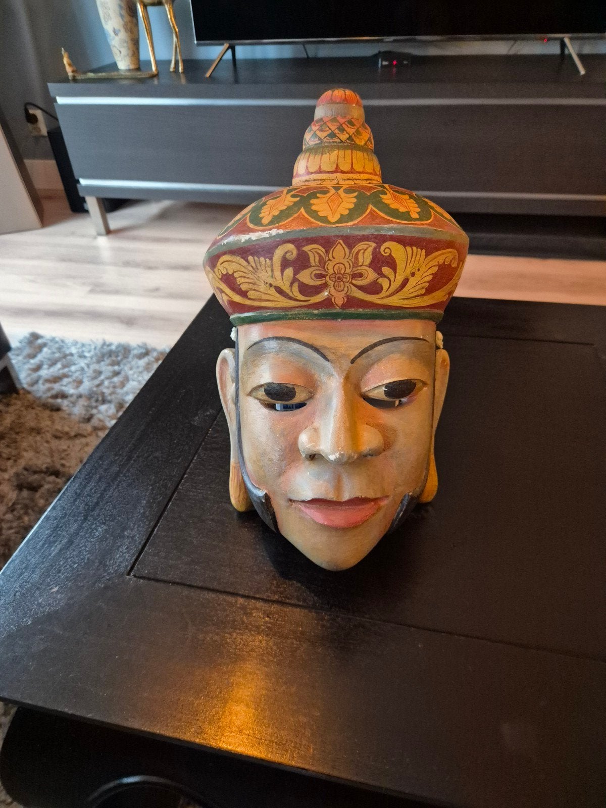traditioneel handgesneden houten theatermasker uit Indonesië, Huis en Inrichting, Ophalen of Verzenden
